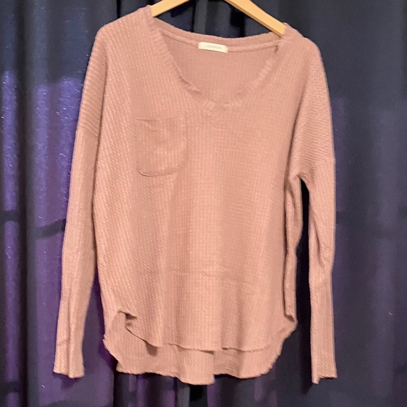 Mauve Waffle Weave Fall Pullover - Picture 1 of 4